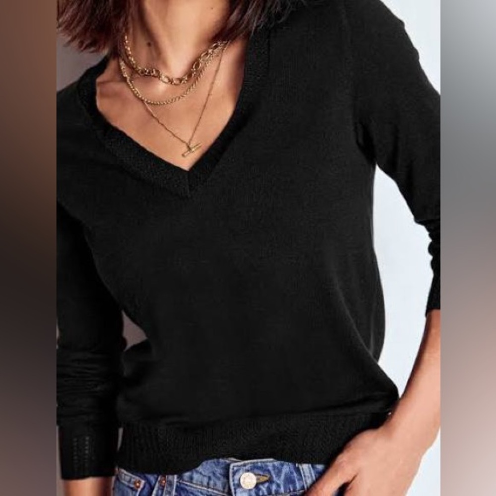 Banana Republic Classic Black V-Neck Linen Blend Sweater size L